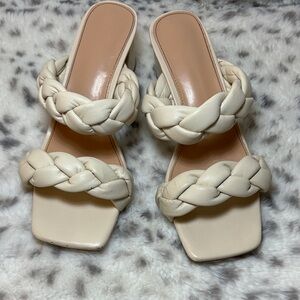 Elegant Cream Braided Women's Sandals